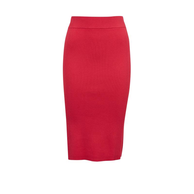 Tmavě růžová dámská sukně s rozparkem