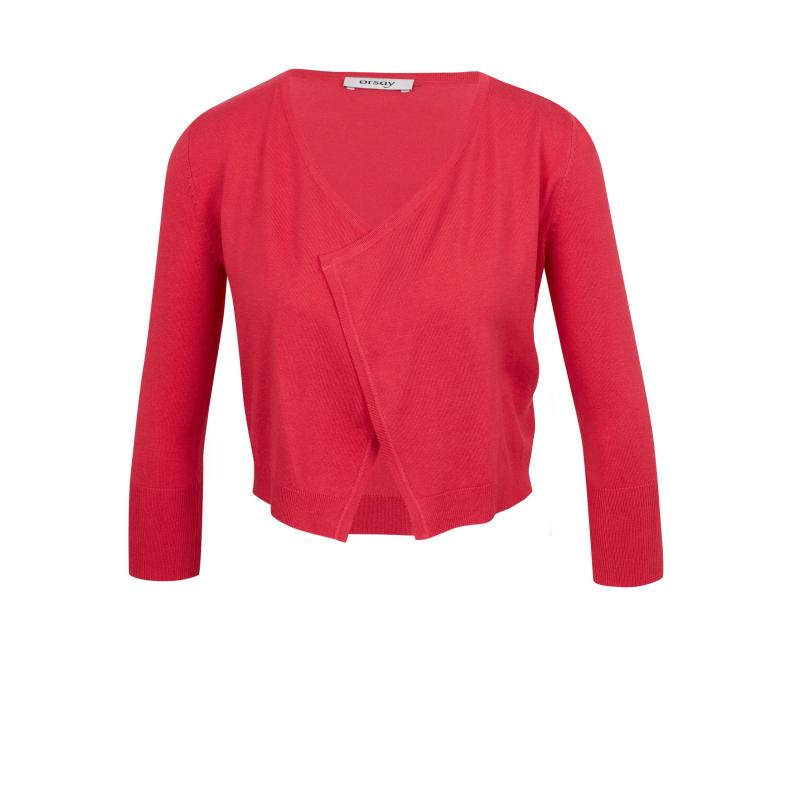 Tmavo ružový dámsky kardigán s prestrihmi