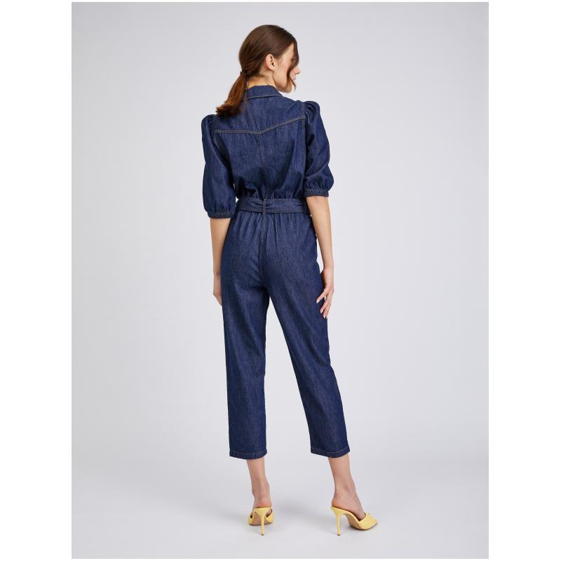 Sötétkék női farmer overál