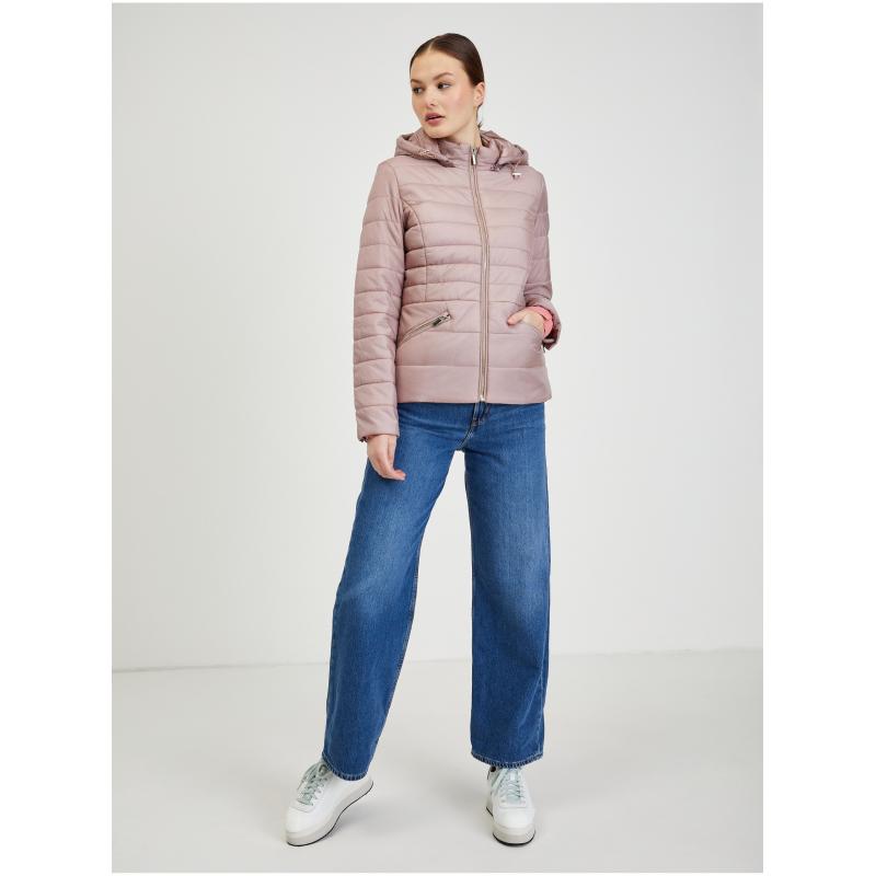 Starorůžová dámská prošívaná bunda