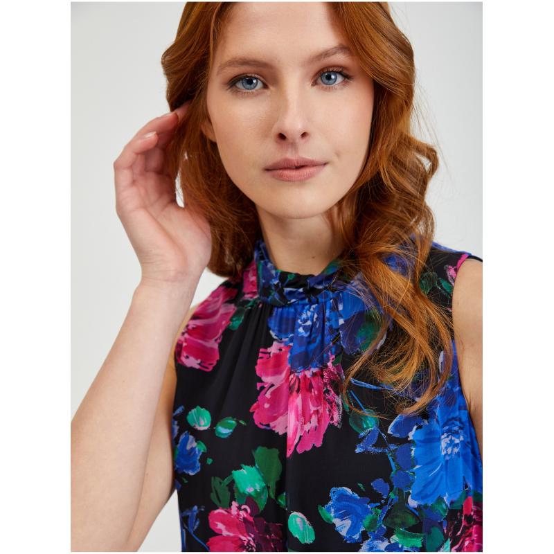 Černé dámské květované maxišaty