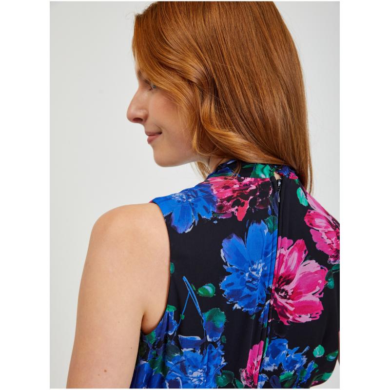 Černé dámské květované maxišaty