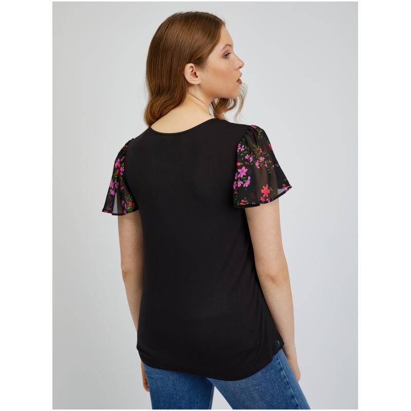 Černé dámské vzorované tričko