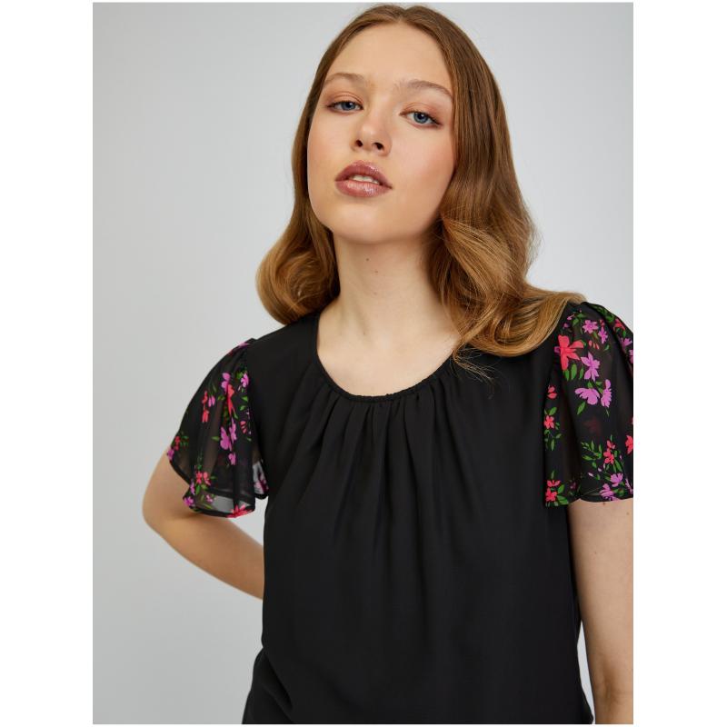 Černé dámské vzorované tričko