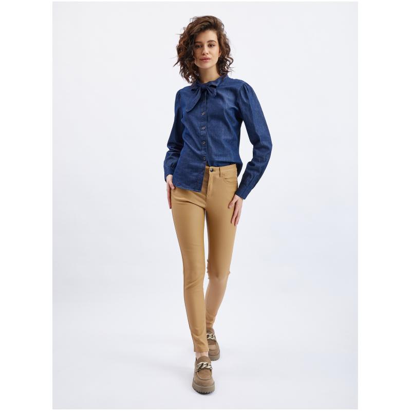 Hnedé dámske nohavice skinny fit