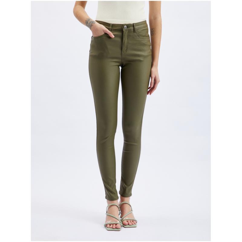 Khaki dámske nohavice skinny fit