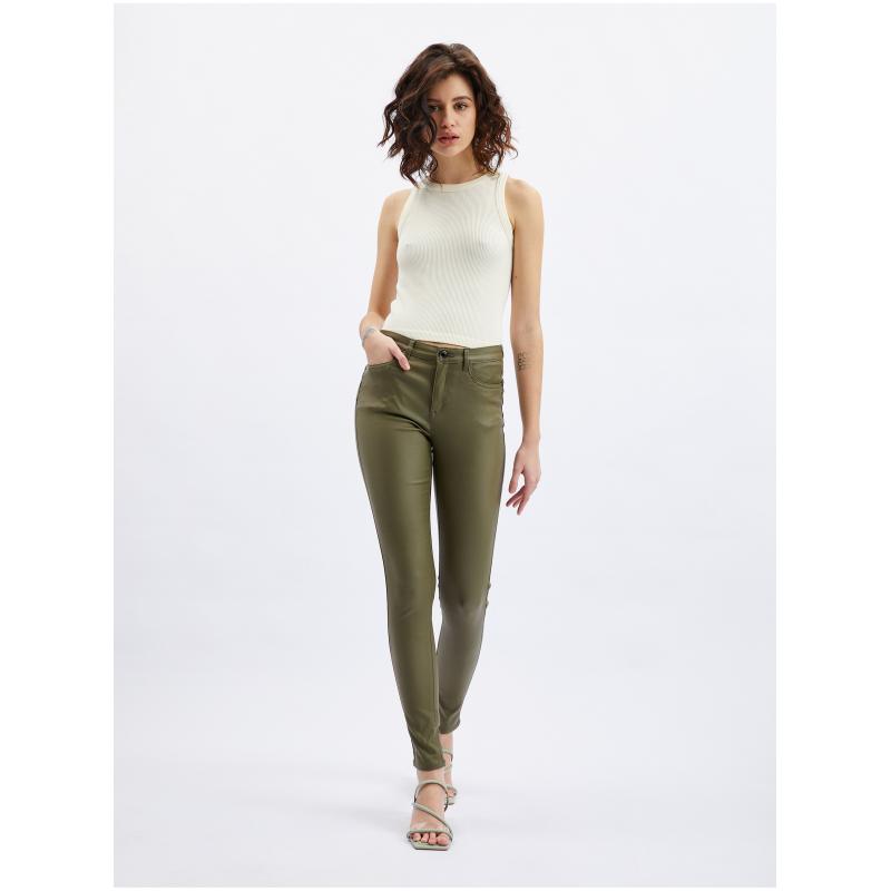 Khaki dámské skinny fit kalhoty