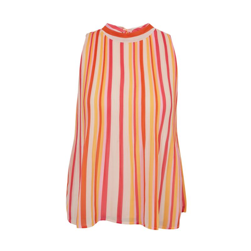Rózsaszín és narancssárga női csíkos blúz