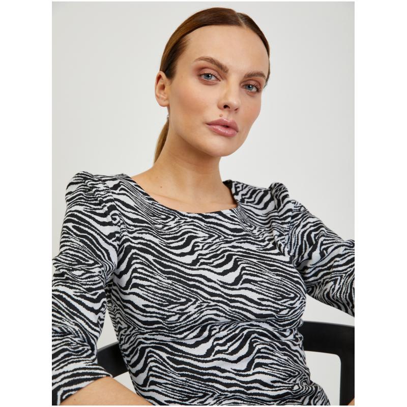 Bielo-čierne dámske vzorované tričko