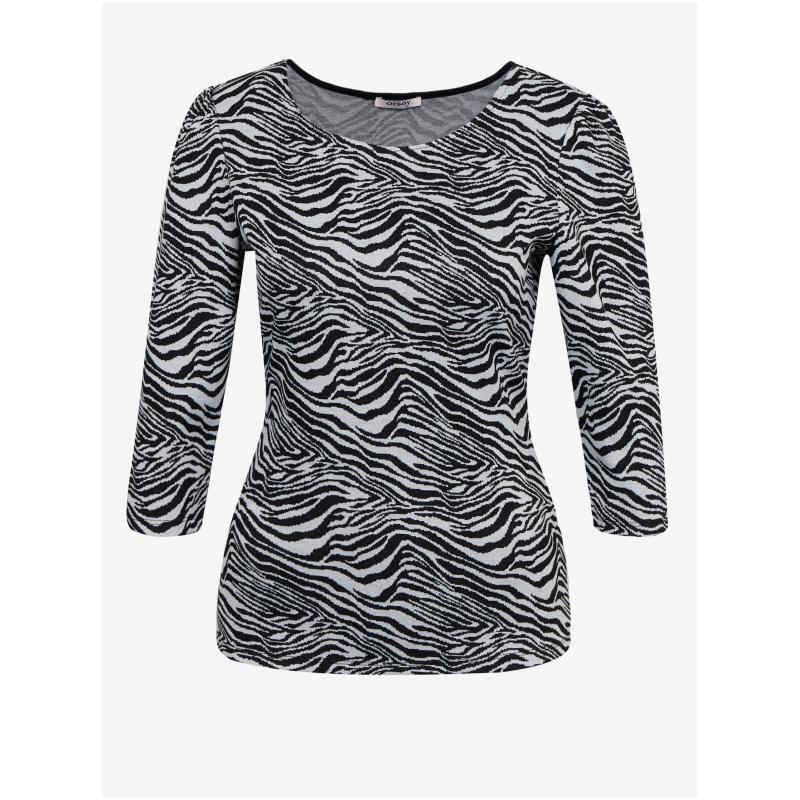 Bielo-čierne dámske vzorované tričko