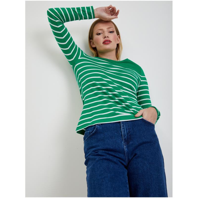 Fehér és zöld női csíkos póló