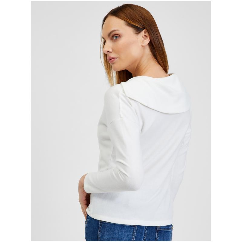 Biele dámske tričko s ozdobnými detailmi