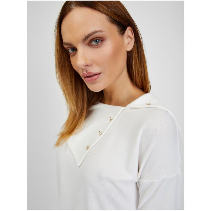 Biele dámske tričko s ozdobnými detailmi