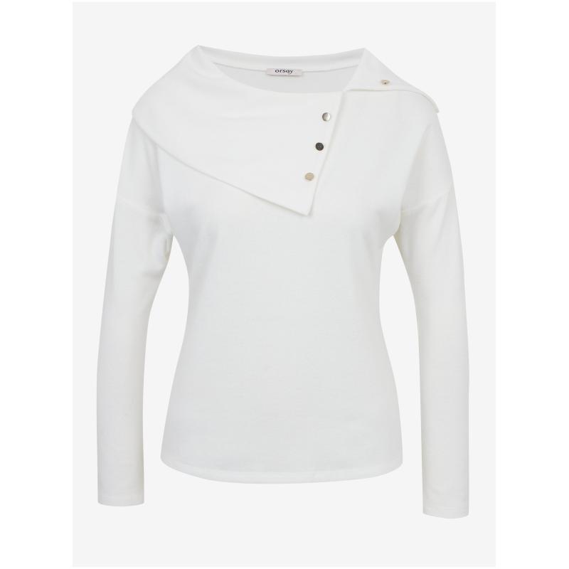 Biele dámske tričko s ozdobnými detailmi