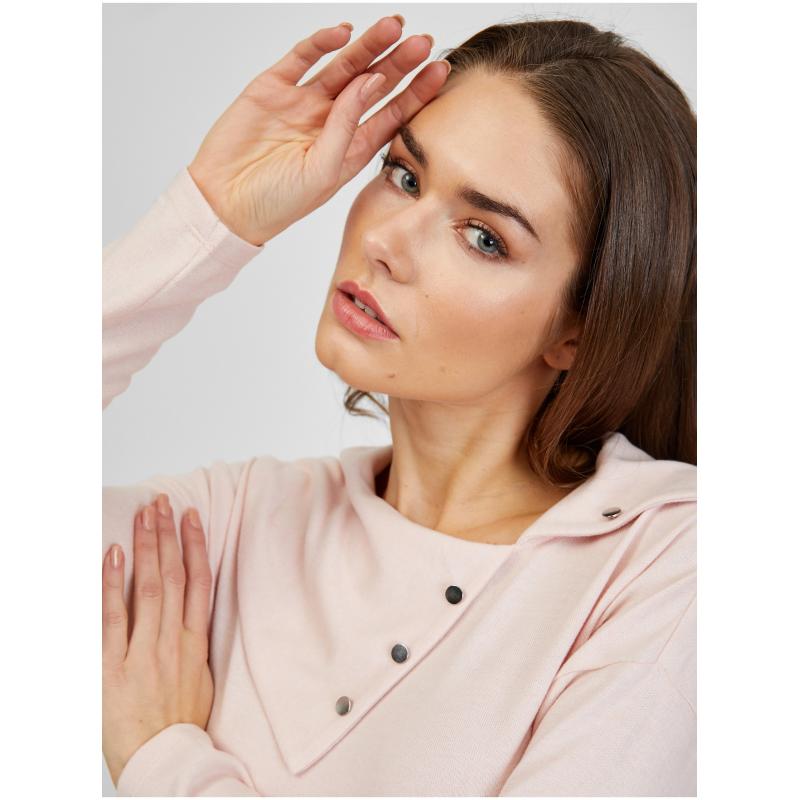 Svetloružové dámske tričko s ozdobnými detailmi