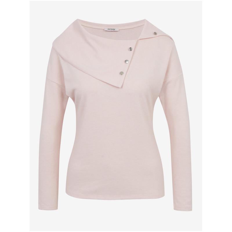 Svetloružové dámske tričko s ozdobnými detailmi