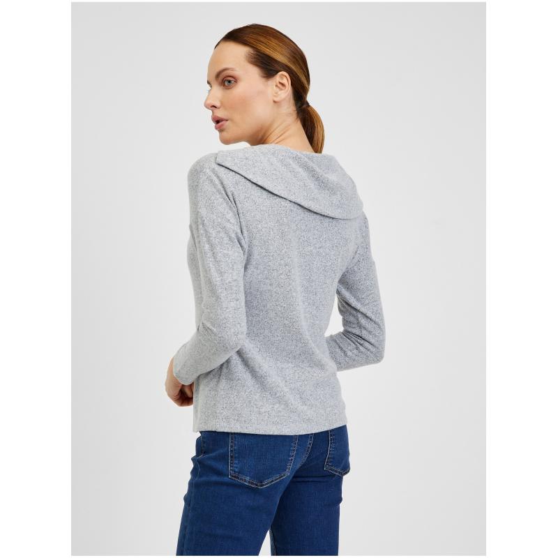 Šedé dámské tričko s ozdobnými detaily