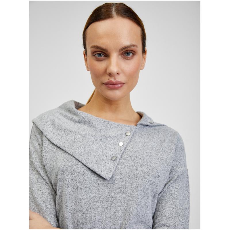Šedé dámské tričko s ozdobnými detaily