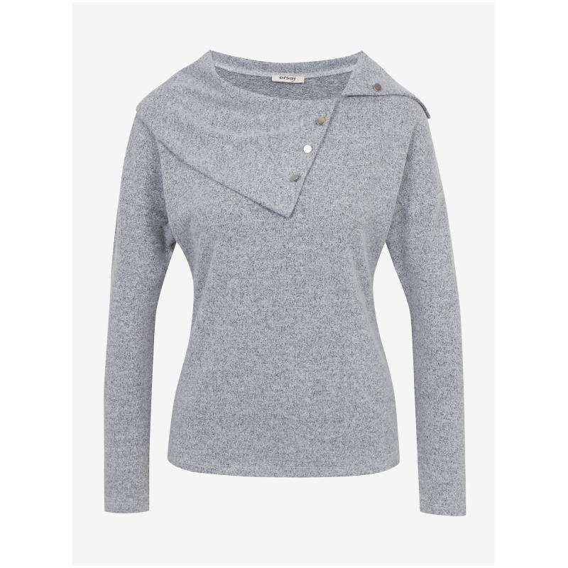 Šedé dámské tričko s ozdobnými detaily