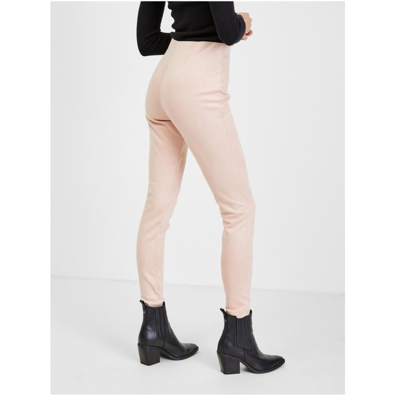 Svetloružové semišové dámske nohavice
