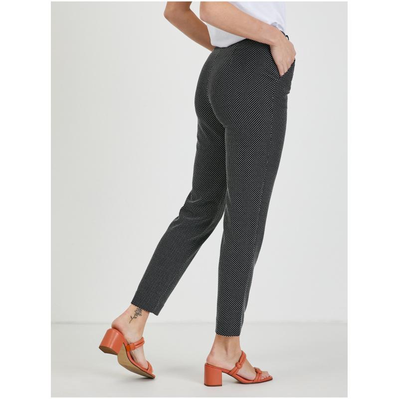 Bielo-čierne dámske nohavice s bodkami