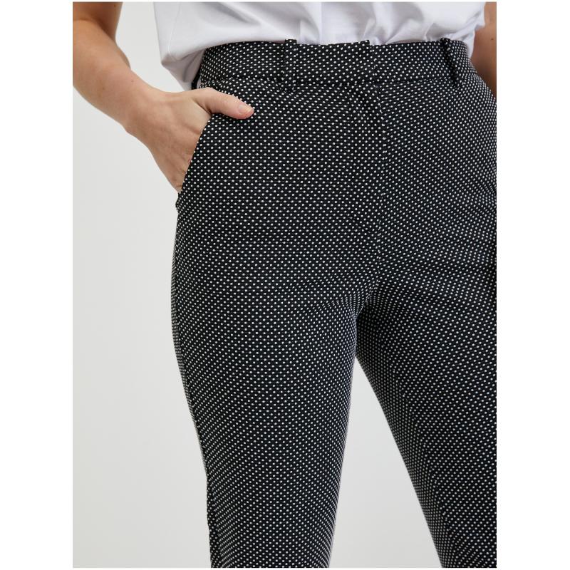Bielo-čierne dámske nohavice s bodkami