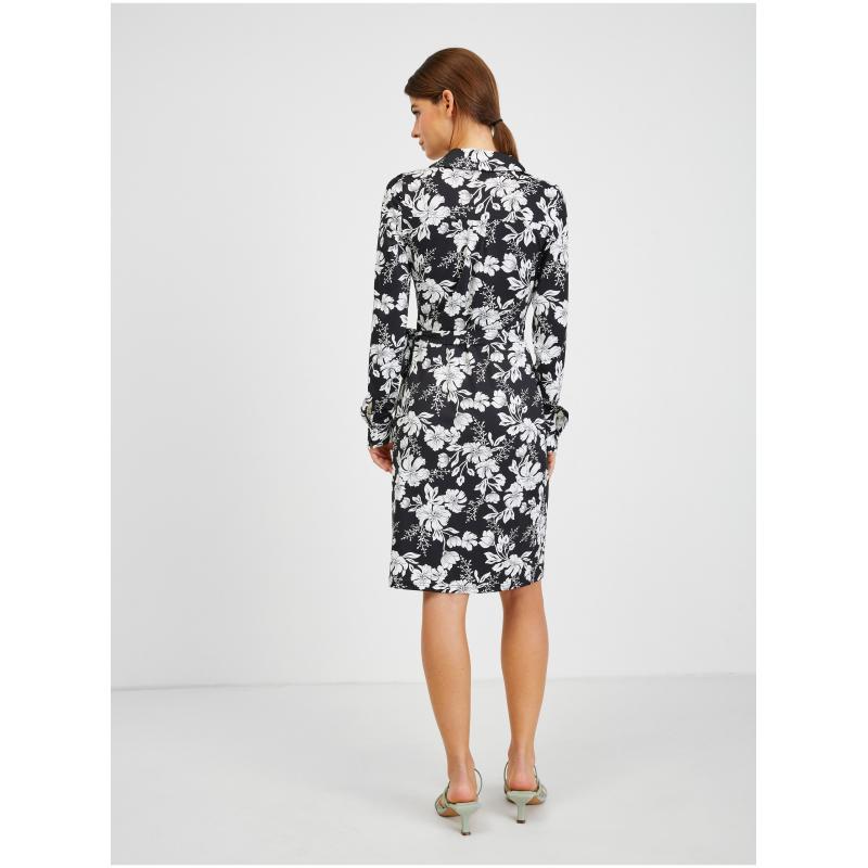 Bílo-černé dámské květované šaty