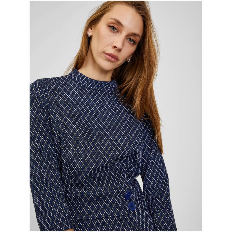 Tmavě modré dámské vzorované šaty