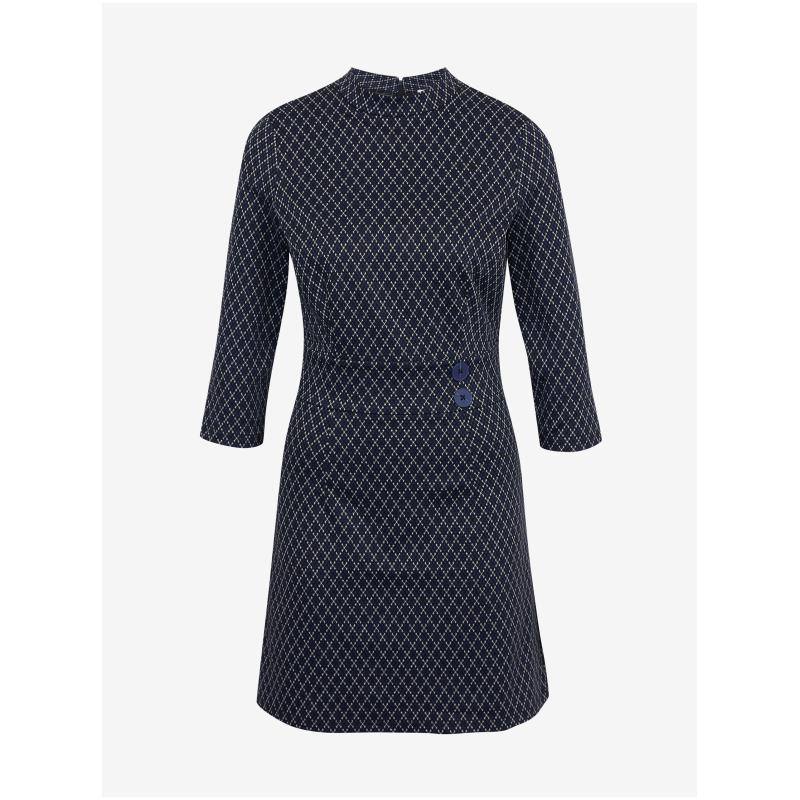 Tmavě modré dámské vzorované šaty