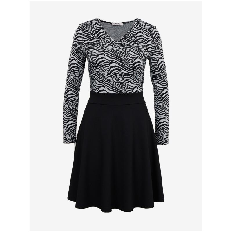 Bielo-čierne dámske vzorované šaty