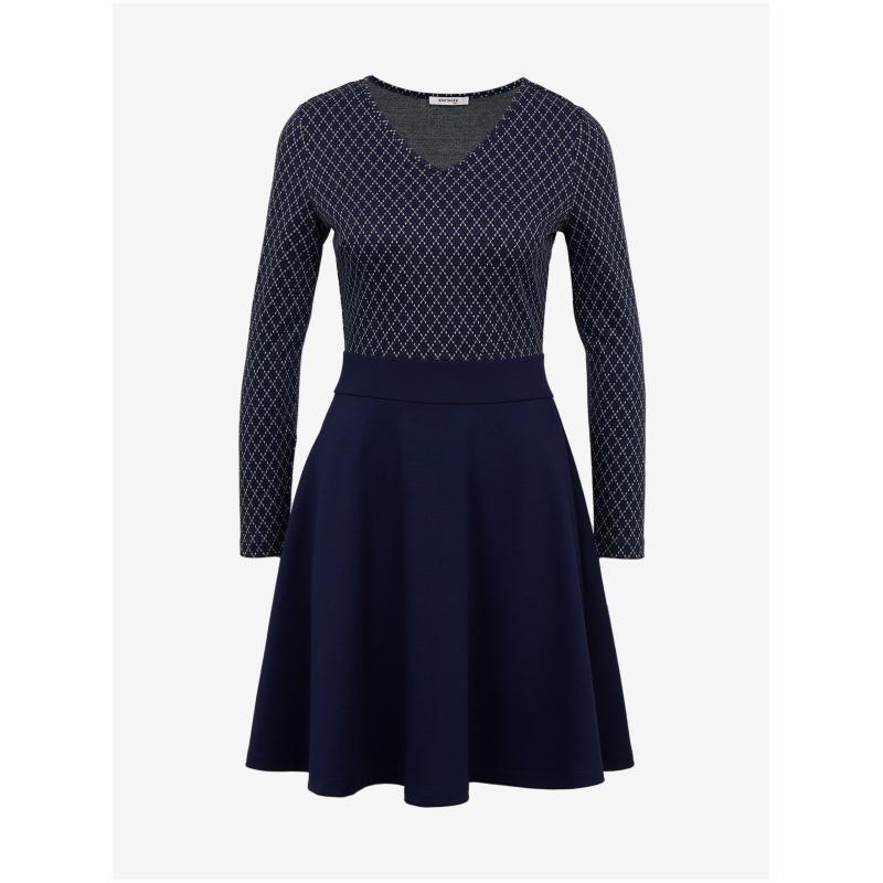 Tmavě modré dámské vzorované šaty
