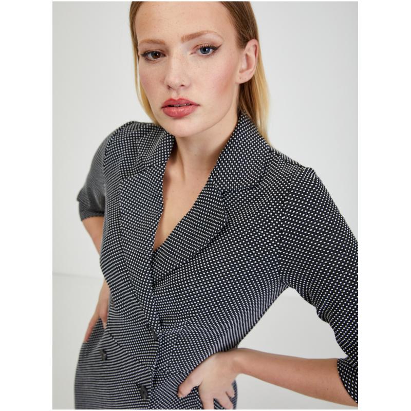 Bílo-černé dámské vzorované šaty