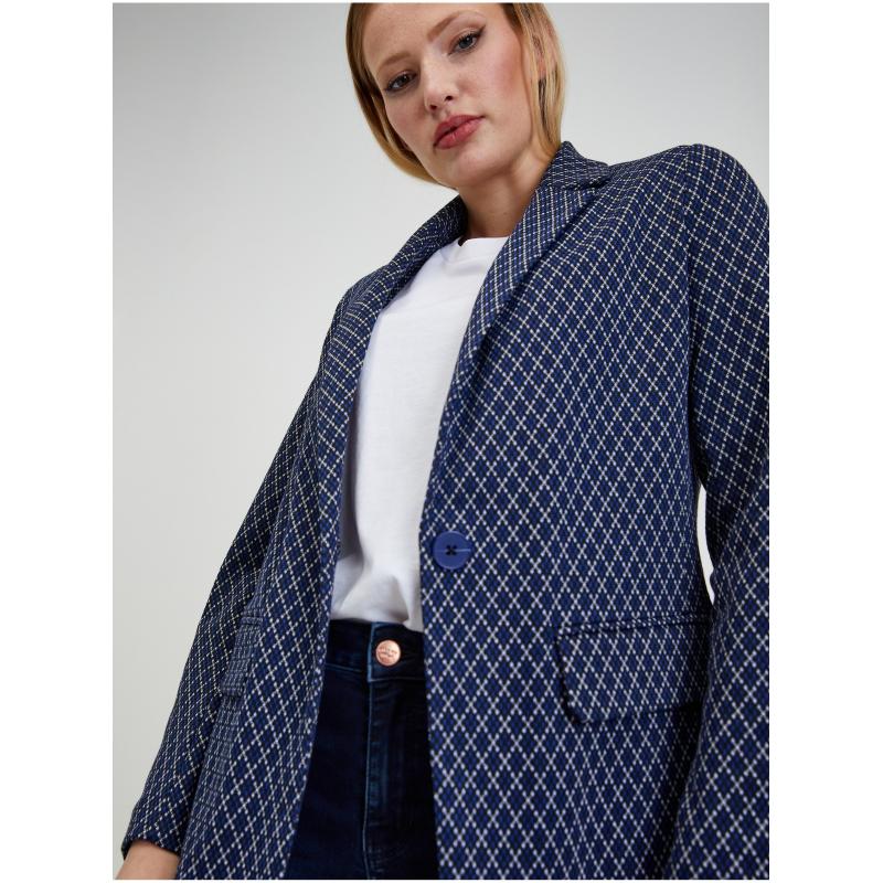 Fehér és kék női mintás blézer