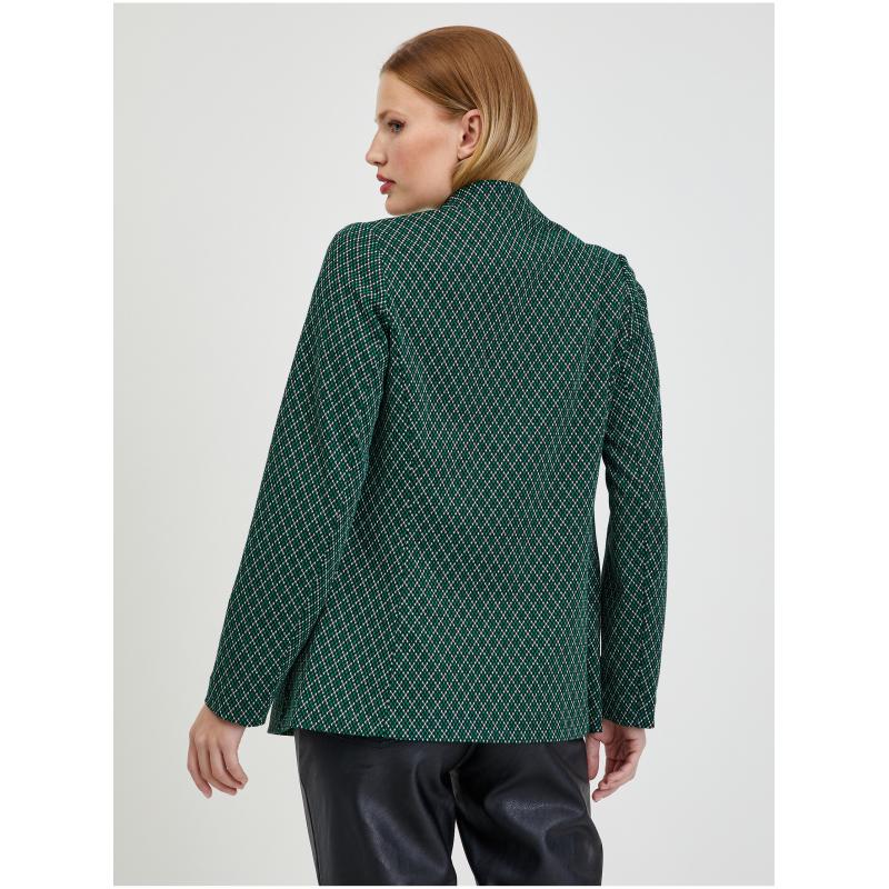 Tmavě zelené dámské vzorované sako
