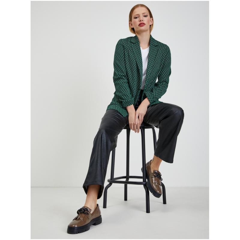 Tmavě zelené dámské vzorované sako