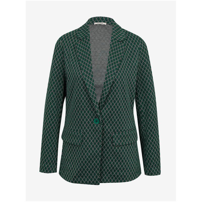 Tmavě zelené dámské vzorované sako