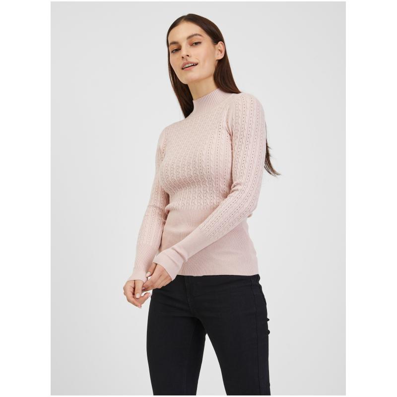 Világos rózsaszín női pulóver