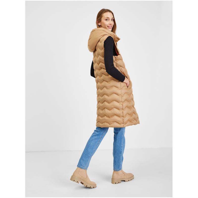 Hnědá dámská prošívaná vesta