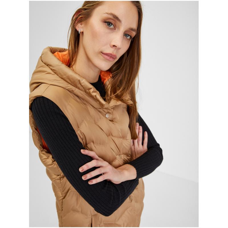 Hnědá dámská prošívaná vesta