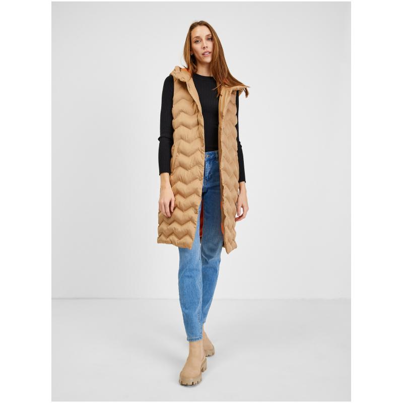Hnědá dámská prošívaná vesta