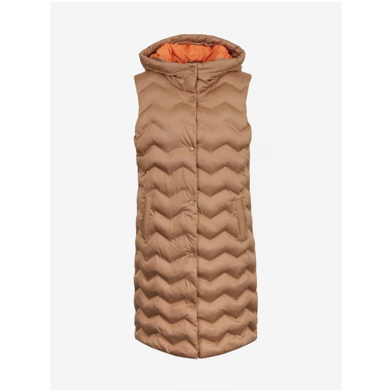 Hnědá dámská prošívaná vesta