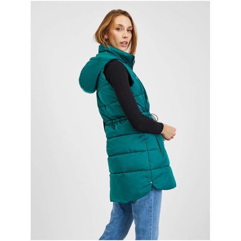 Sötétzöld Női steppelt mellény