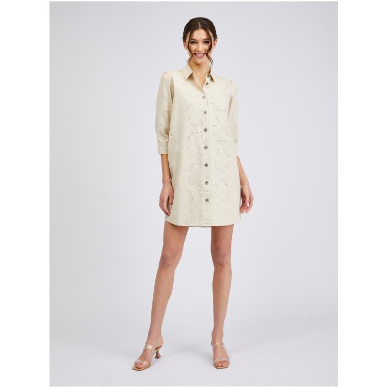 Bézs színű női farmerruha