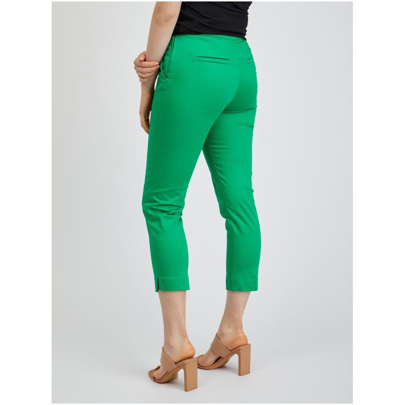 Zelené dámske skrátené nohavice