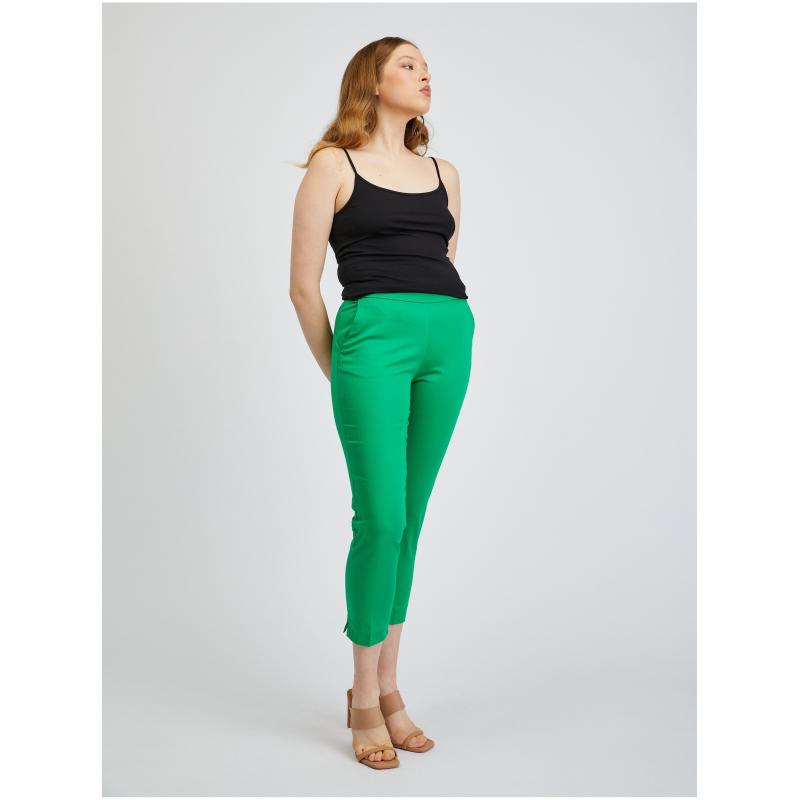 Zelené dámske skrátené nohavice