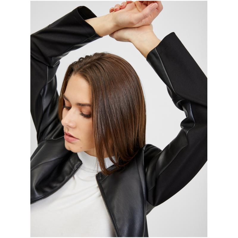 Černá dámská koženková bunda