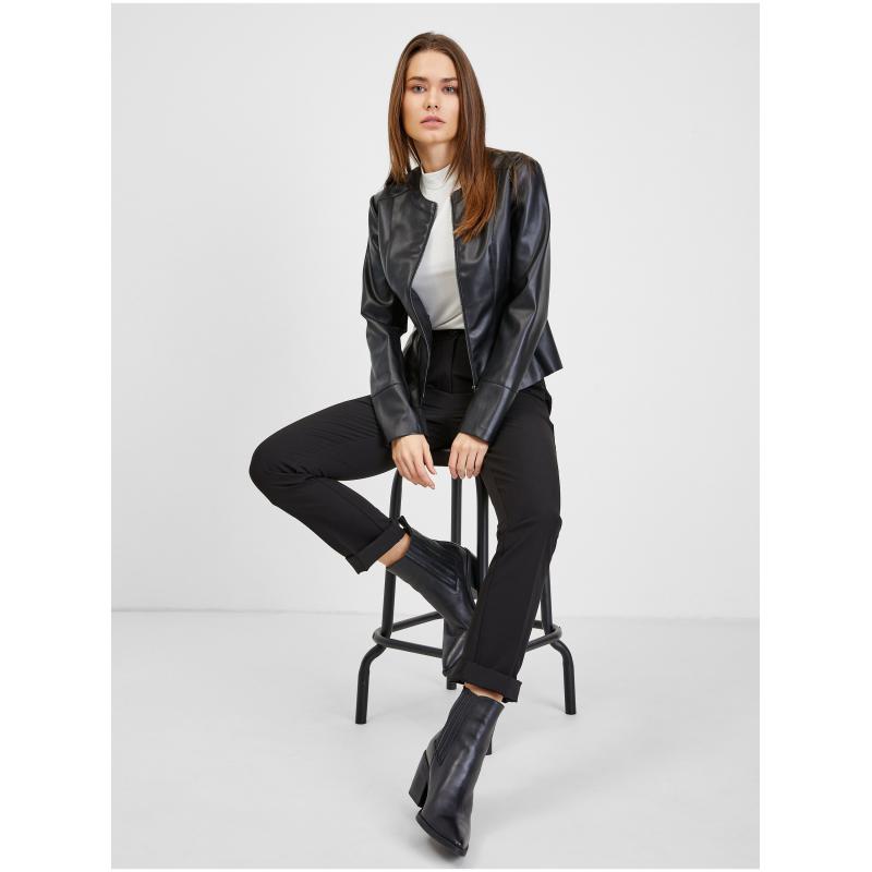 Černá dámská koženková bunda