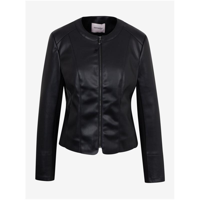 Černá dámská koženková bunda