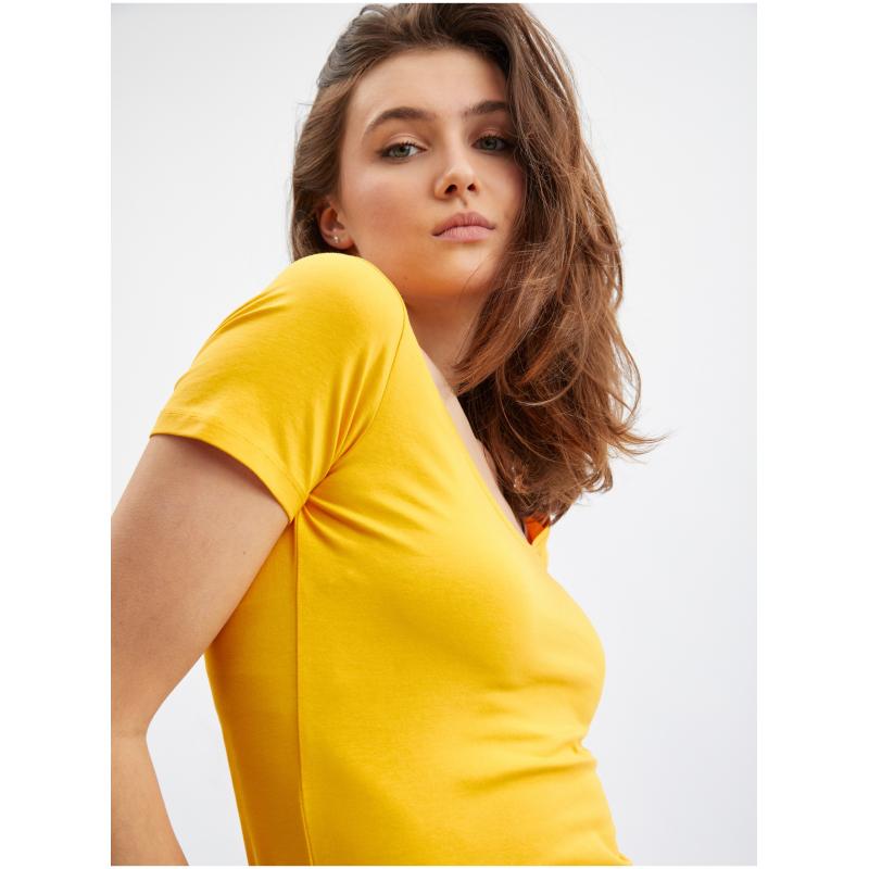 Žluté dámské basic tričko