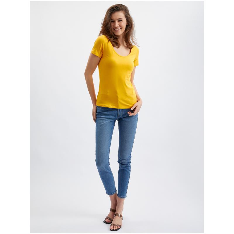 Žluté dámské basic tričko